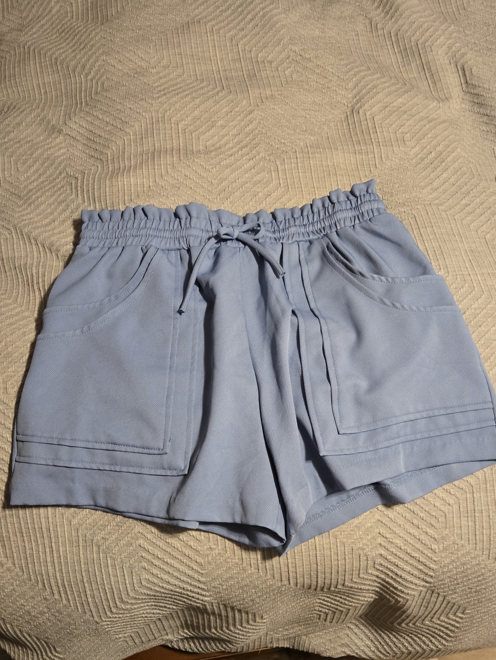 Lena Light Blue Drawcord Pocket Shorts